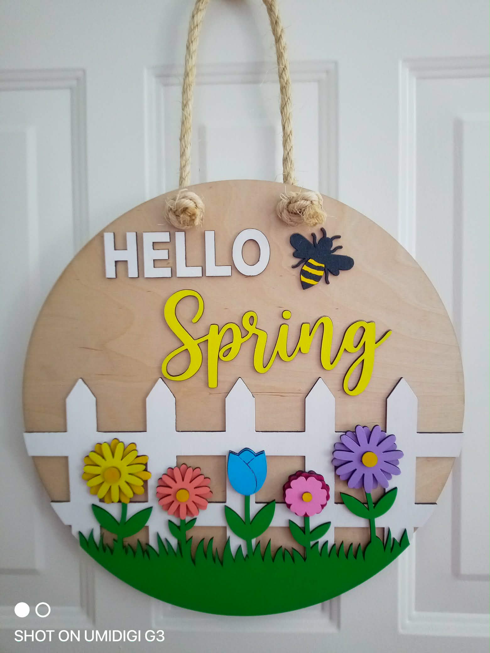 Festive Hello Spring Door Hanger 14"